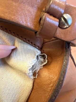 Bolso Uterqüe Piel Marrón y Beige