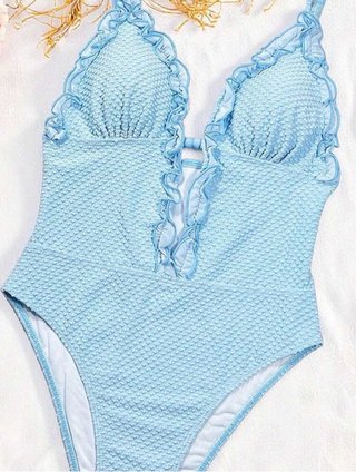 Bañador azul con volantes