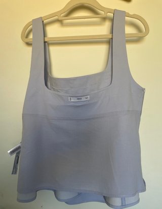 Mango Top Peplum Azul Cielo Talla L
