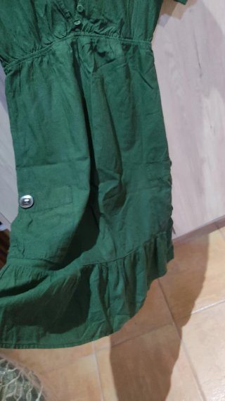 Vestido verde manga corta mujer