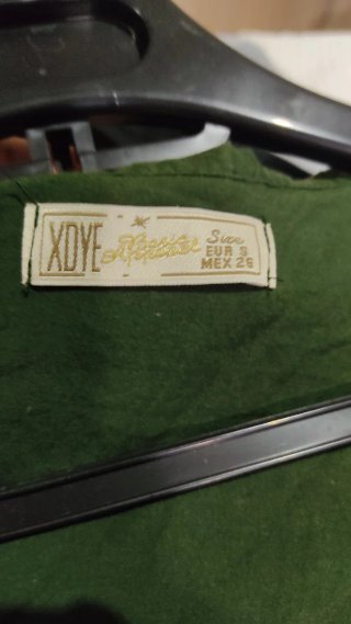 Vestido verde manga corta mujer