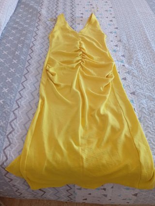 Vestido Zara amarillo drapeado