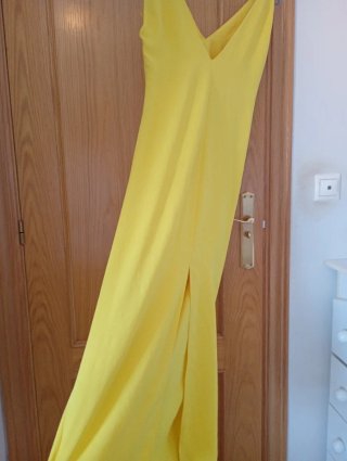 Vestido Zara amarillo drapeado