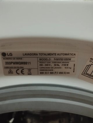 Lavadora LG 10.5kg para piezas o reparar
