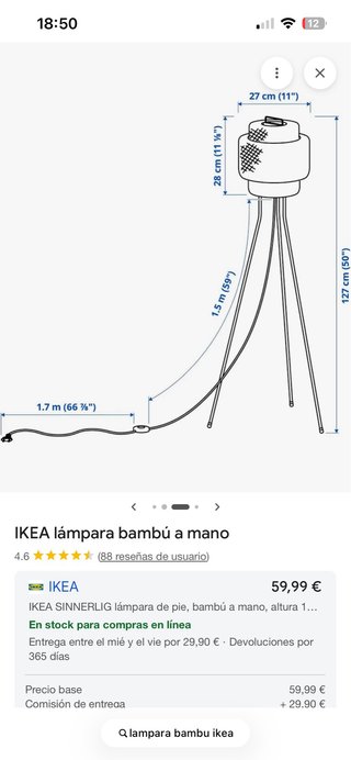 Lámpara de pie IKEA Bambú
