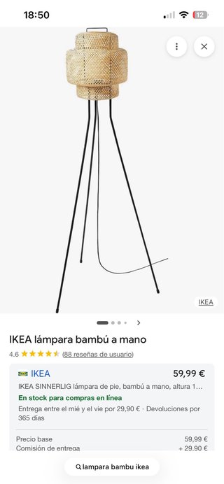 Lámpara de pie IKEA Bambú