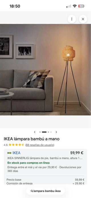 Lámpara de pie IKEA Bambú