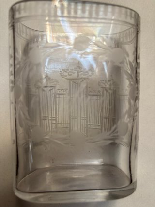 Vaso Petaca Cristal La Granja Antiguo Grabado