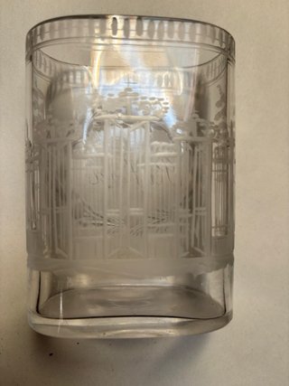 Vaso Petaca Cristal La Granja Antiguo Grabado
