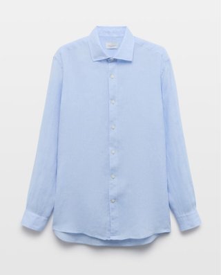 Camisa Lino Hombre Emidio Tucci Azul Claro