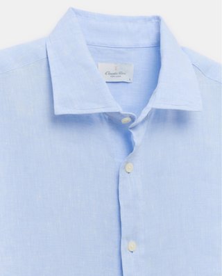 Camisa Lino Hombre Emidio Tucci Azul Claro