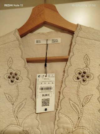 Chaleco Sfera bordado beige talla M