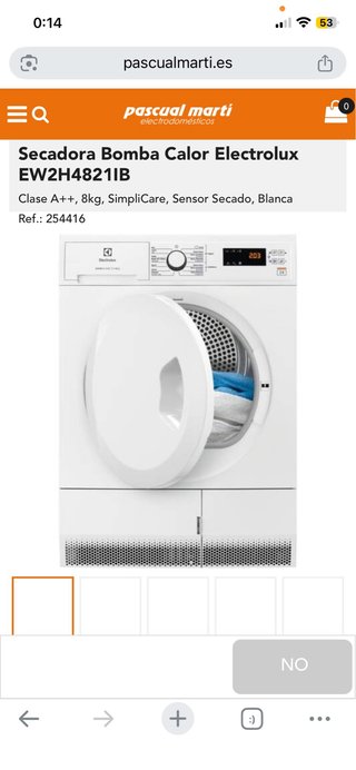 Secadora Electrolux Bomba Calor 8kg