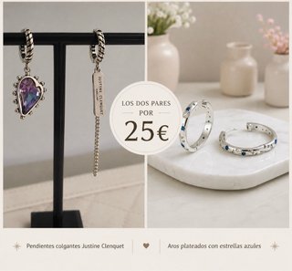 Lote 2 pares pendientes plata