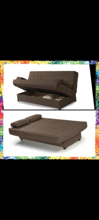Sofá cama beige de tela