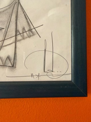 Dibujo cubista original a lápiz/carboncillo