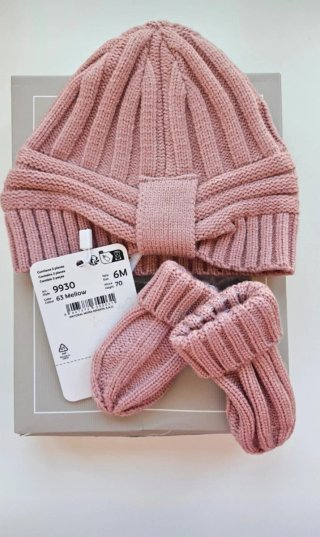 Conjunto gorro y manoplas Mayoral lana rosa
