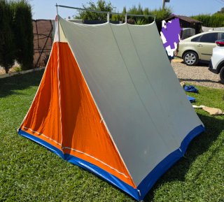Caseta de Camping Canadiense Azul y Naranja
