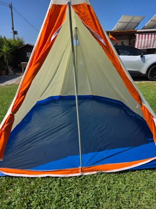 Caseta de Camping Canadiense Azul y Naranja