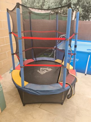 Cama elástica infantil con red de seguridad