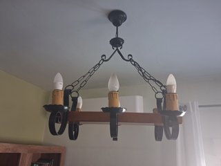 Lámpara rústica metal y madera