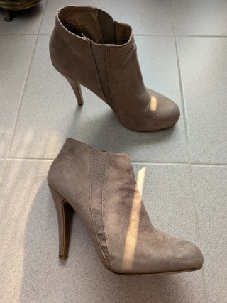 Botines Beige/Marrón Tacón Alto
