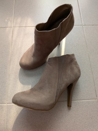 Botines Beige/Marrón Tacón Alto