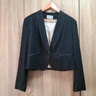 Blazer negro cropped solapas brillantes H&M L