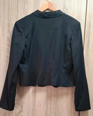 Blazer negro cropped solapas brillantes H&M L