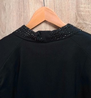 Blazer negro cropped solapas brillantes H&M L