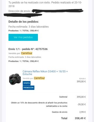 Cámara fotos reflex Nikon D3400 + Accesorios