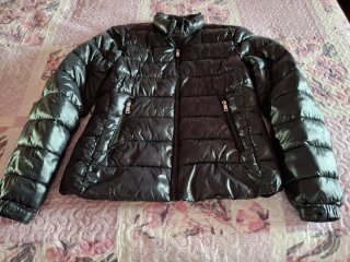 Abrigo Plumas Mujer Negro