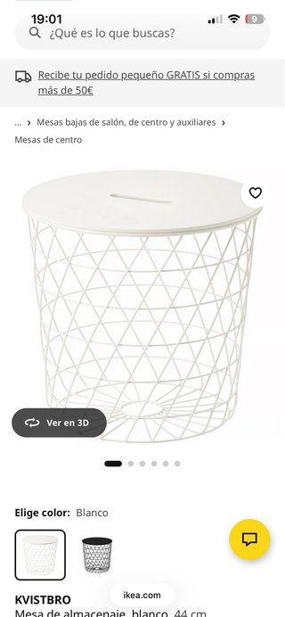Mesa Cesto IKEA Blanca