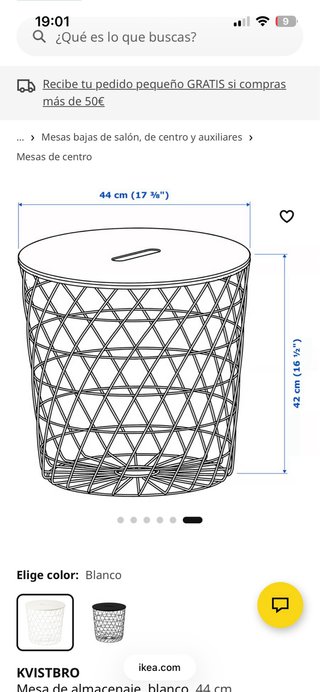 Mesa Cesto IKEA Blanca