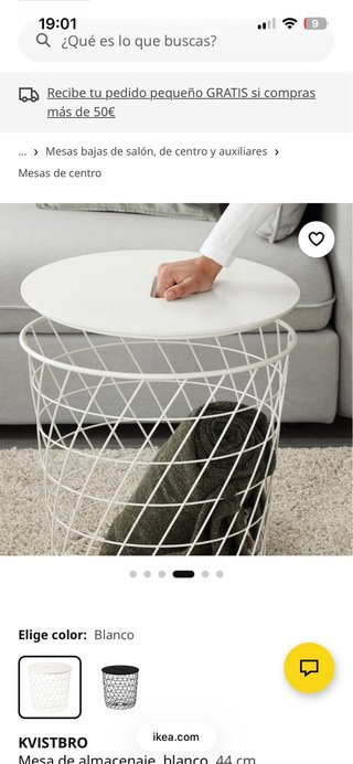 Mesa Cesto IKEA Blanca