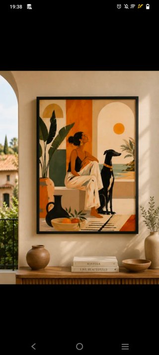 Lamina Decorativa A3 Mujer y Perro