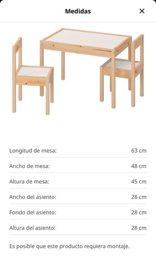 Mesa y silla infantil madera