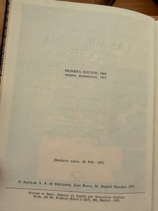 Primera edicion Las mil y una noches 1971