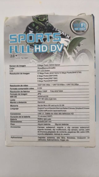 Cámara Deportiva Full HD DV + Accesorios
