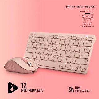 Teclado y Ratón Inalámbrico NGS Rosa