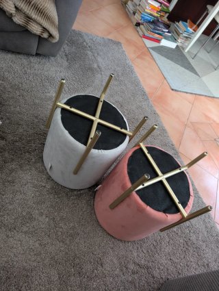 Conjunto de 2 bancos veludo dourado