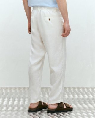Pantalón Lino Hombre Blanco Regular