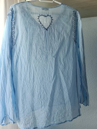 Camisa Natura bordada azul Talla M