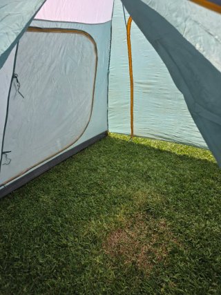 Caseta de Camping Familiar Verde y Blanca