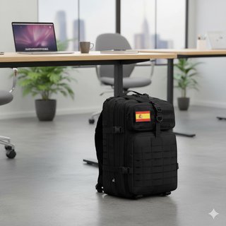 Mochila Táctica Negra 50L + 2 Parches