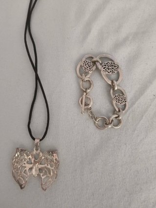 Colgante Mariposa y Pulsera Plateada