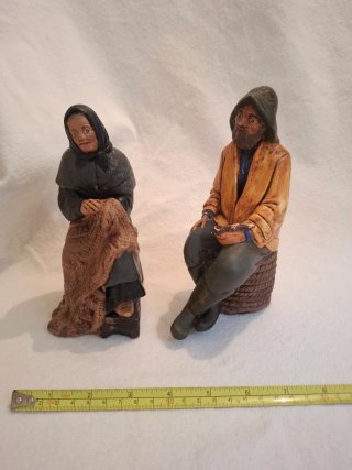 Pareja Pescadores Escayola Pintada