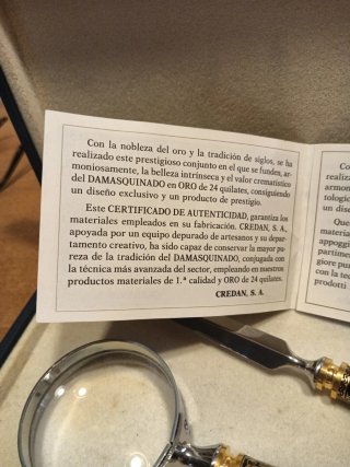 Juego escritorio damasquinado oro Credan Toledo