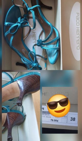 Sandalias Paco Herrero Azul Zafiro Tacon