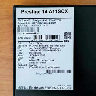 Portatile MSI Prestige 14 i7 / 16GB RAM / 512GB SSD